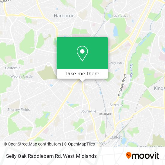 Selly Oak Raddlebarn Rd map