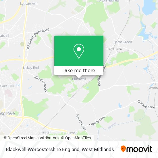 Blackwell Worcestershire England map