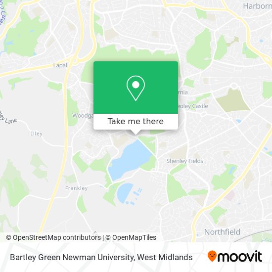 Bartley Green Newman University map