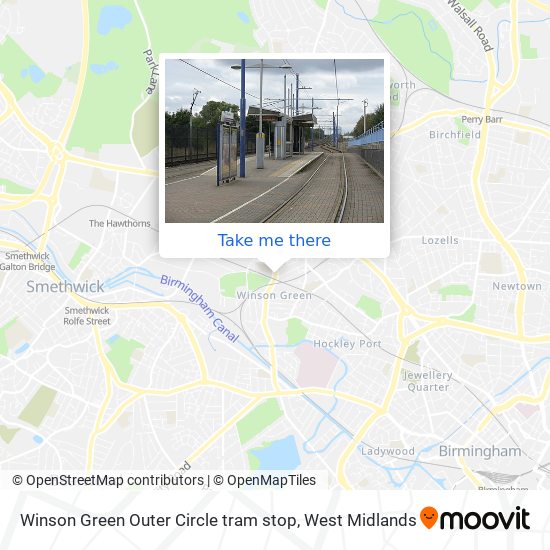 Winson Green Outer Circle tram stop map