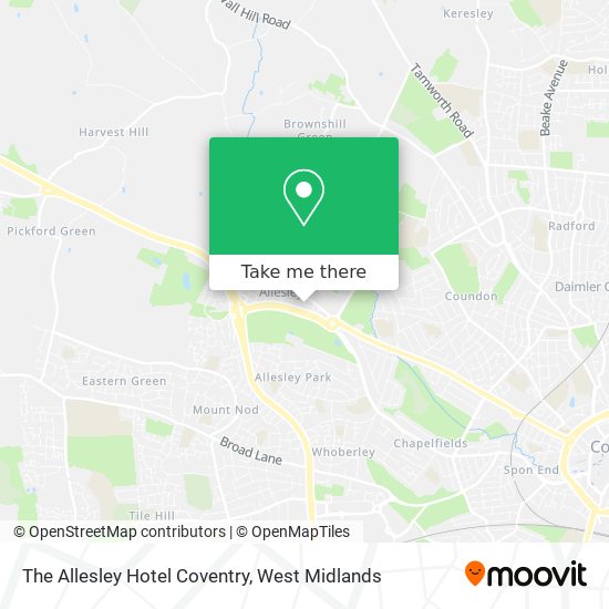 The Allesley Hotel Coventry map