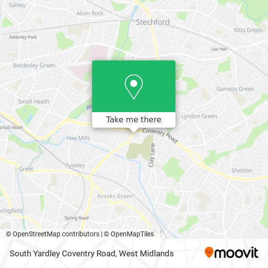 South Yardley Coventry Road map