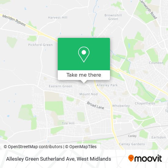 Allesley Green Sutherland Ave map