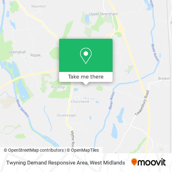 Twyning Demand Responsive Area map