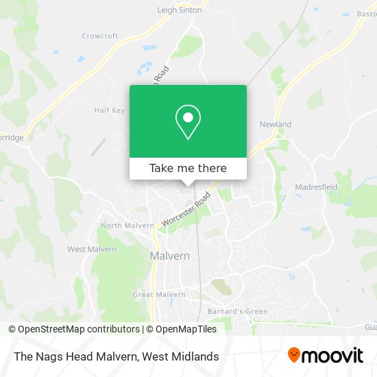 The Nags Head Malvern map