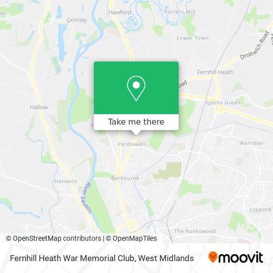 Fernhill Heath War Memorial Club map