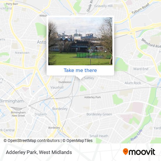 How to get to Adderley Park in Alum Rock by Bus or Train?