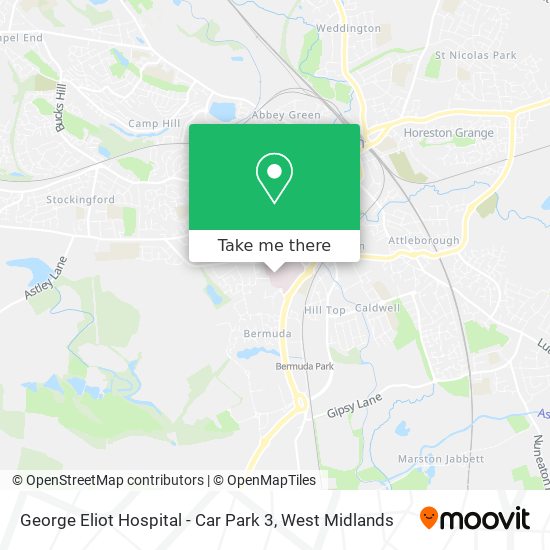 George Eliot Hospital - Car Park 3 map
