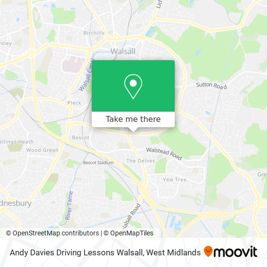 Andy Davies Driving Lessons Walsall map