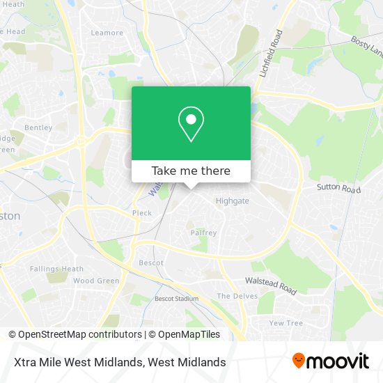 Xtra Mile West Midlands map