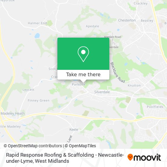 Rapid Response Roofing & Scaffolding - Newcastle-under-Lyme map