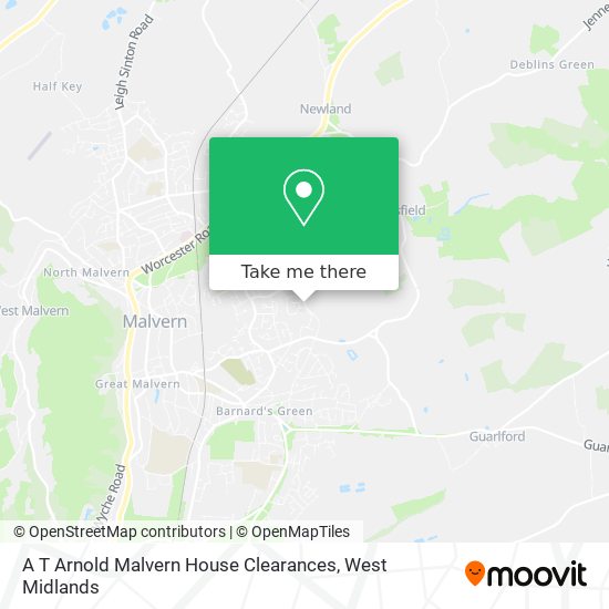 A T Arnold Malvern House Clearances map