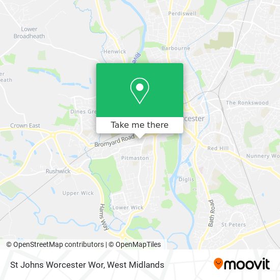 St Johns Worcester Wor map