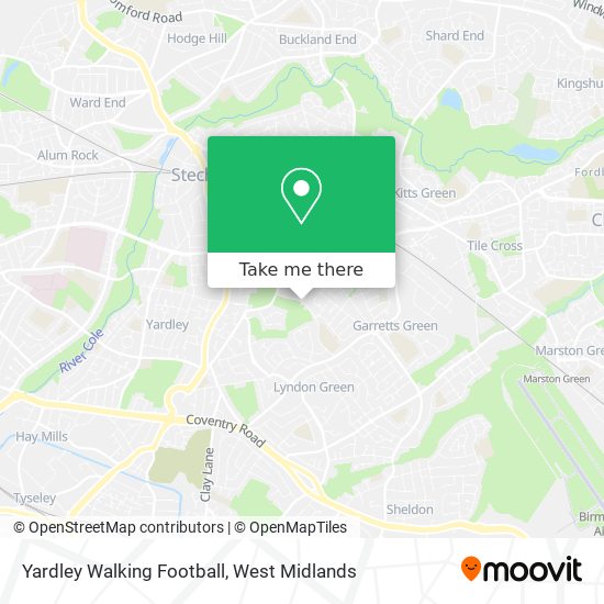 Yardley Walking Football map