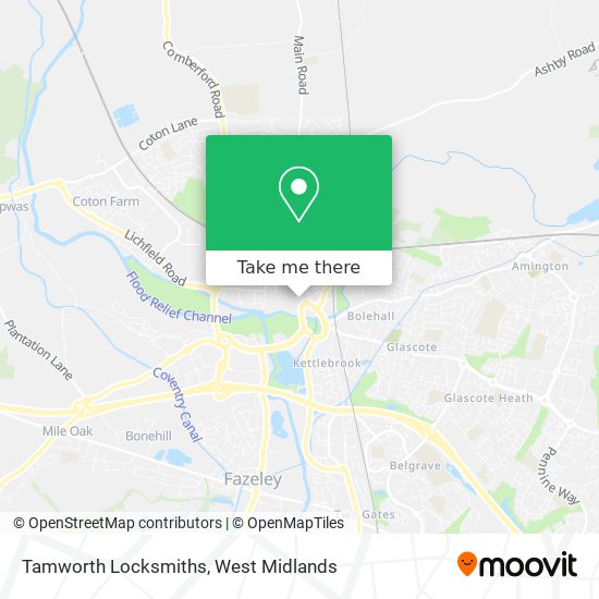 Tamworth Locksmiths map