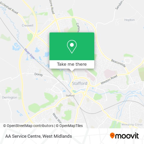 AA Service Centre map