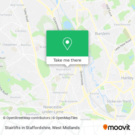 Stairlifts in Staffordshire map