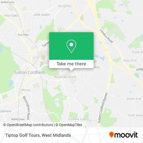 Tiptop Golf Tours map