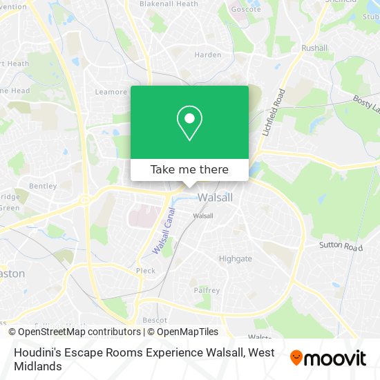 Houdini's Escape Rooms Experience Walsall map