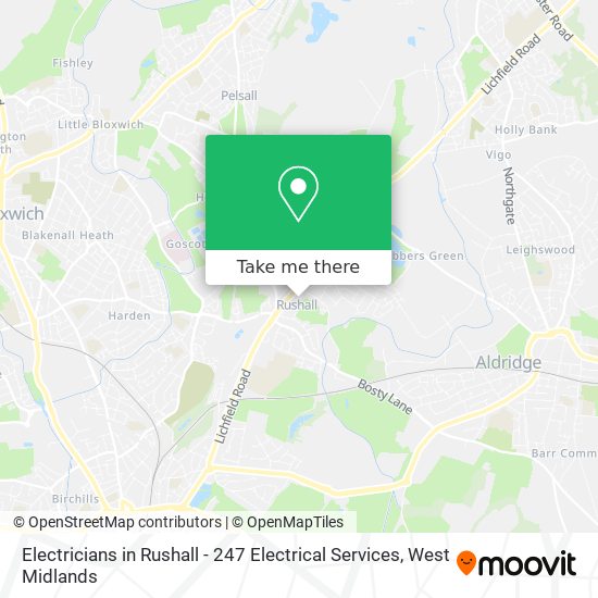 Electricians in Rushall - 247 Electrical Services map