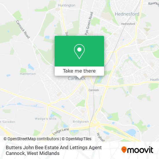 Butters John Bee Estate And Lettings Agent Cannock map