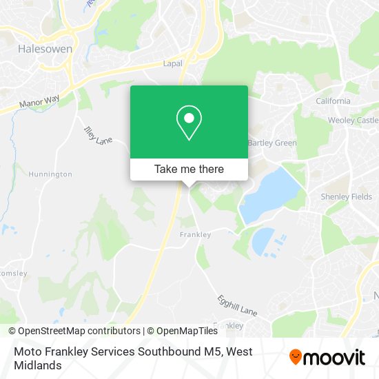 Moto Frankley Services Southbound M5 map