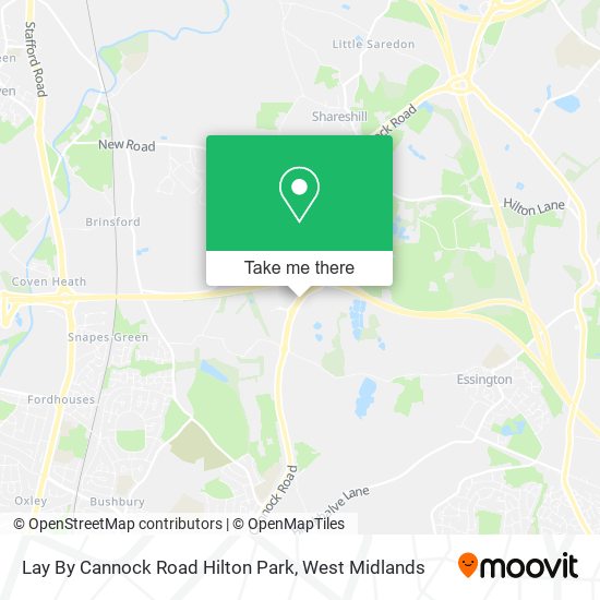 Lay By Cannock Road Hilton Park map