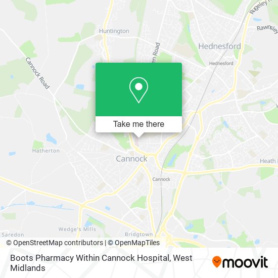 Boots Pharmacy Within Cannock Hospital map