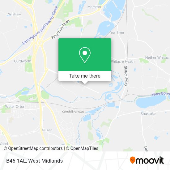 How to get to B46 1AL in Curdworth by bus or train?