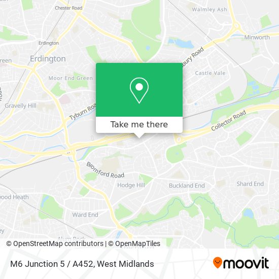 M6 Junction 5 / A452 map