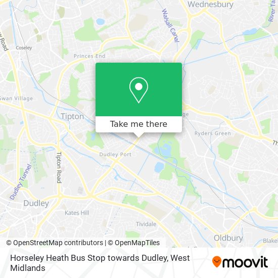 Horseley Heath Bus Stop towards Dudley map
