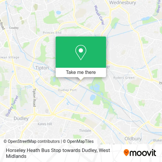 Horseley Heath Bus Stop towards Dudley map