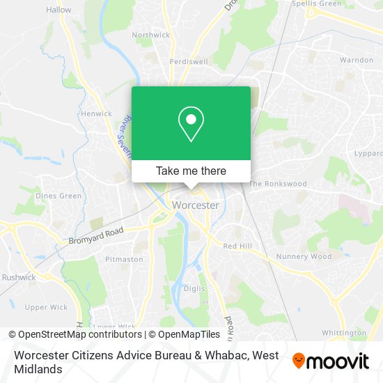 Worcester Citizens Advice Bureau & Whabac map