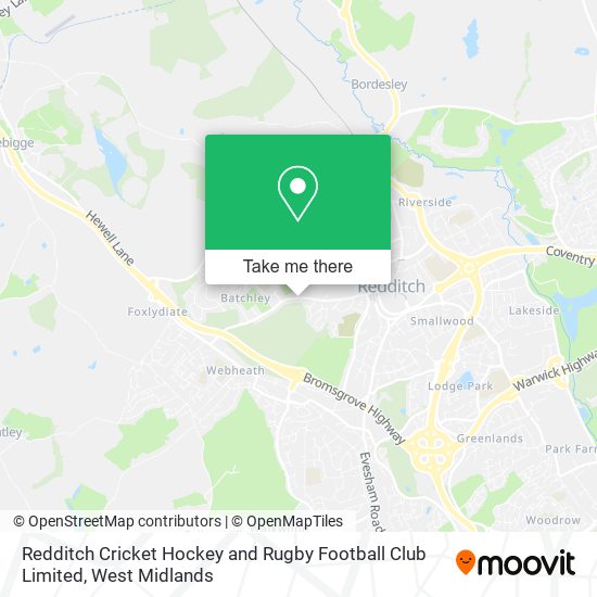 Redditch Cricket Hockey and Rugby Football Club Limited map