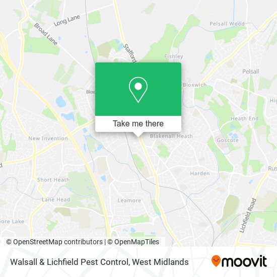 Walsall & Lichfield Pest Control map