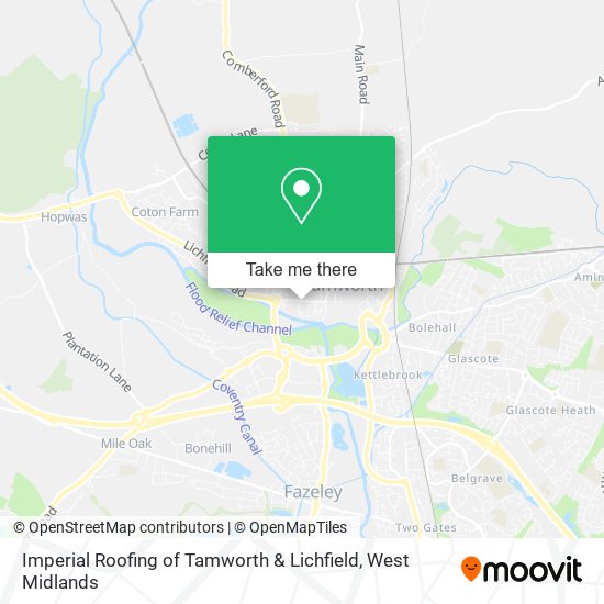 Imperial Roofing of Tamworth & Lichfield map