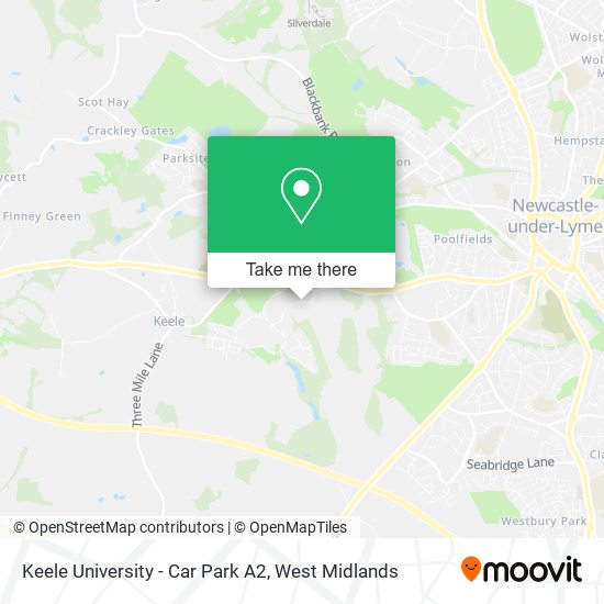 Keele University - Car Park A2 map