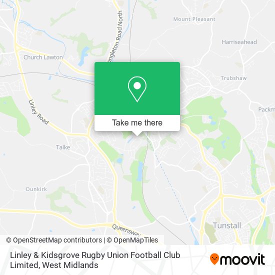 Linley & Kidsgrove Rugby Union Football Club Limited map