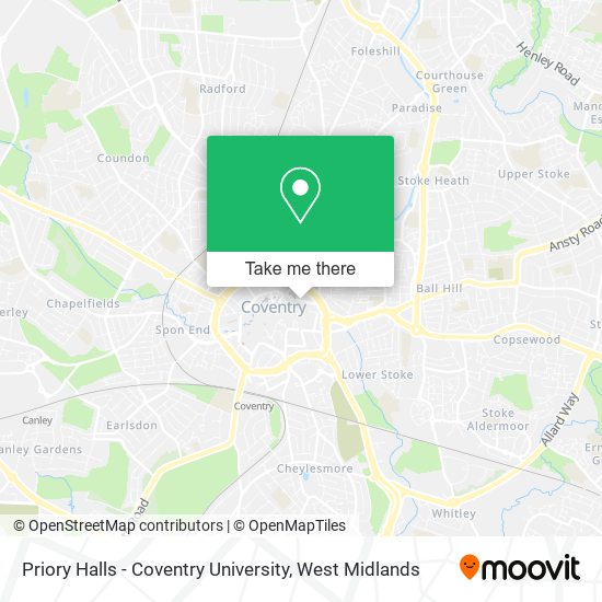Priory Halls - Coventry University map