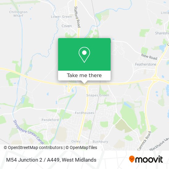 M54 Junction 2 / A449 map