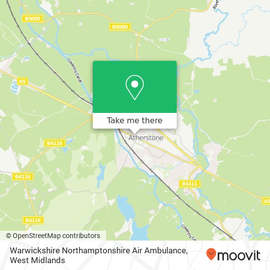 Warwickshire Northamptonshire Air Ambulance map
