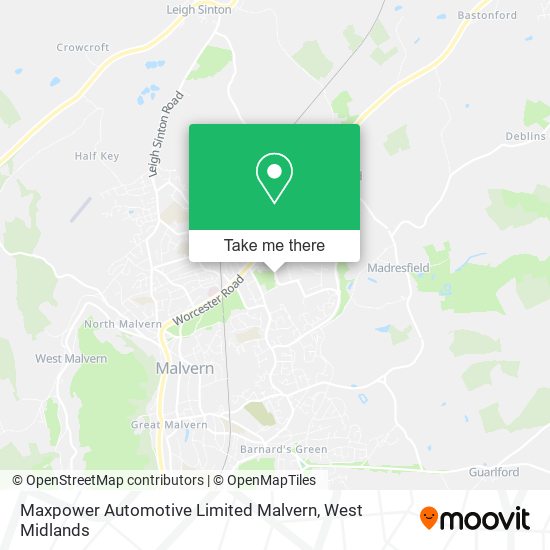 Maxpower Automotive Limited Malvern map