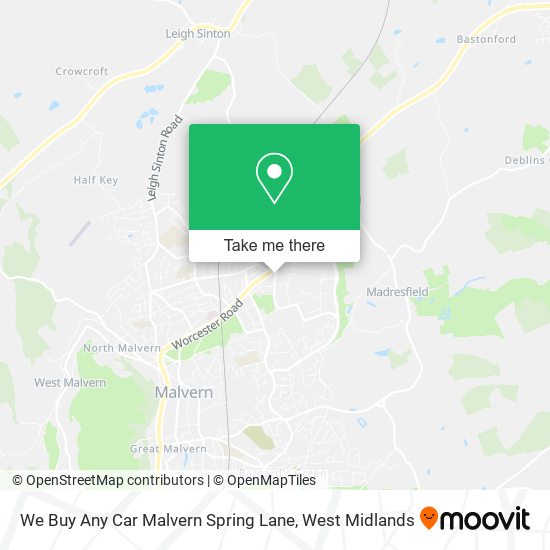 We Buy Any Car Malvern Spring Lane map