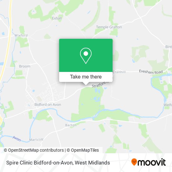 Spire Clinic Bidford-on-Avon map