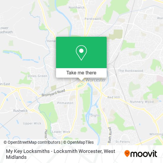 My Key Locksmiths - Locksmith Worcester map