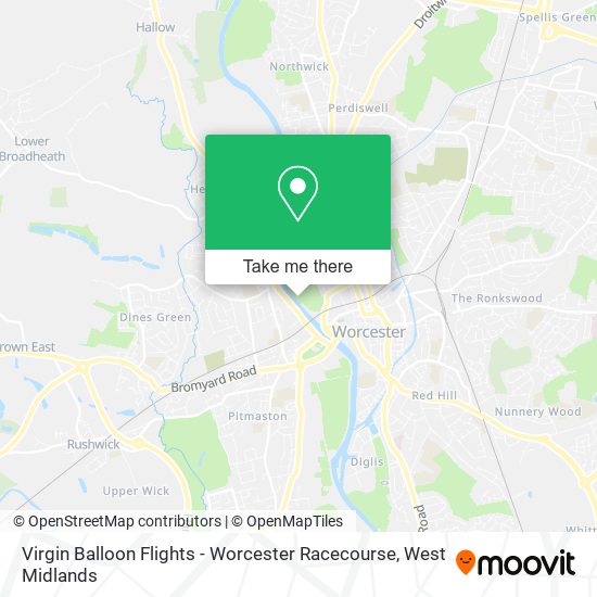 Virgin Balloon Flights - Worcester Racecourse map