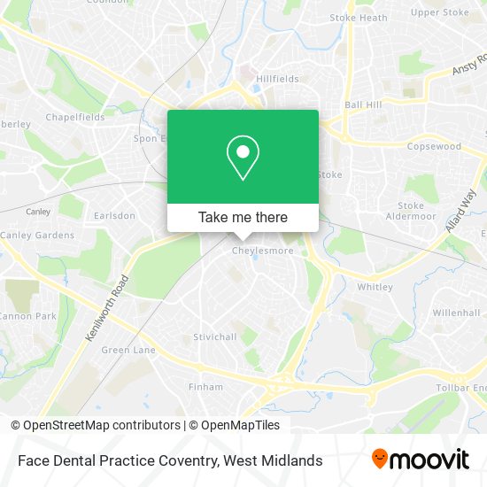 Face Dental Practice Coventry map
