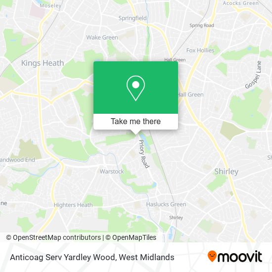 Anticoag Serv Yardley Wood map