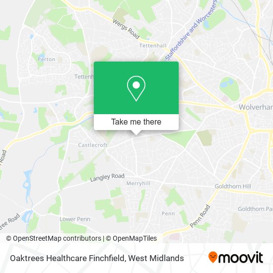 Oaktrees Healthcare Finchfield map