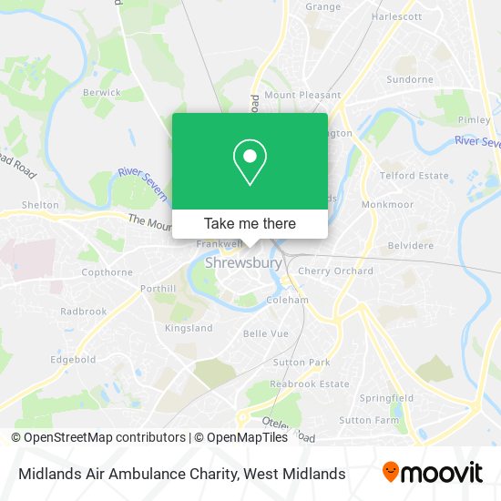 Midlands Air Ambulance Charity map